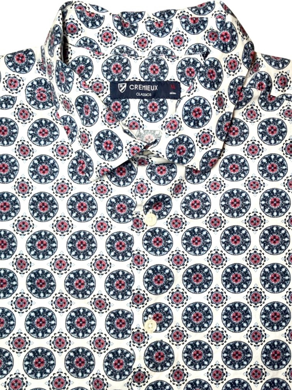 Cremieux Medallion Print Long Sleeve Button Down in White/Blue/Red Men’s XL